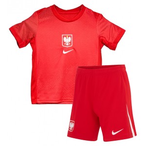 Fotbalové Dres Polsko Dětské Venkovní Oblečení ME 2024 Krátký Rukáv (+ trenýrky)